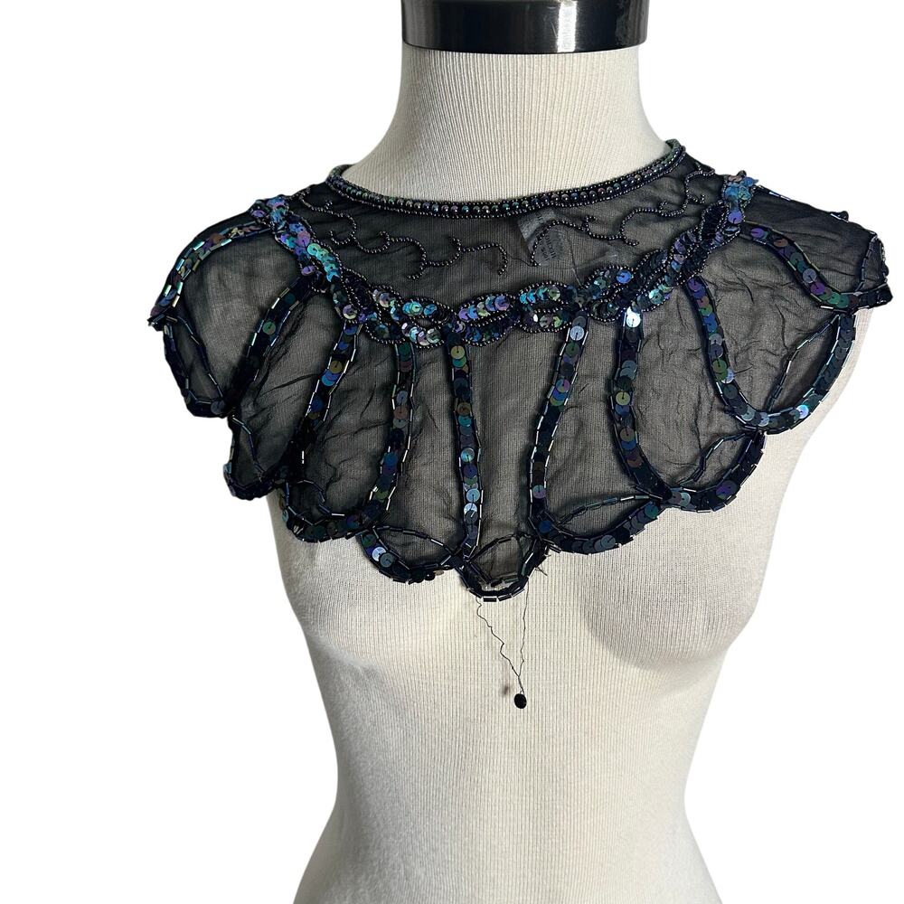 100% Silk Sequin Black Collar